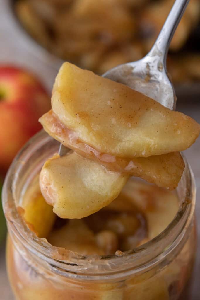 a spoonful of apples from the how to make apple filling recipe