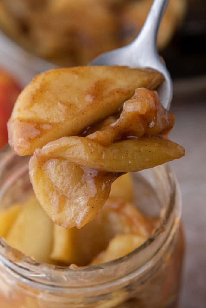 a spoonful of apples from the how to make apple filling recipe