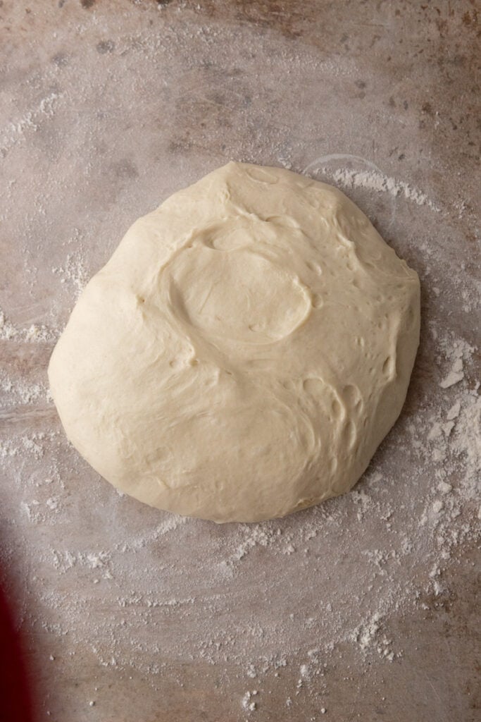 dough on a floured surface