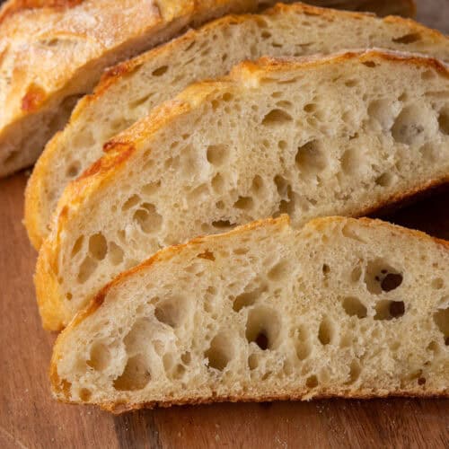 Small Batch Sourdough Bread Recipe cut into slices