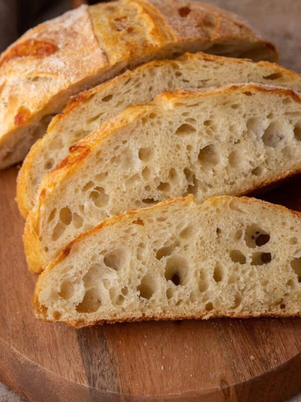 Small Batch Sourdough Bread Recipe cut into slices