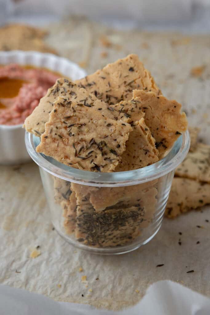 sourdough discard 3 ingredient crackers in a jar