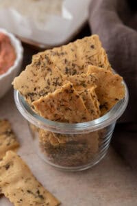 sourdough discard 3 ingredient crackers in a jar