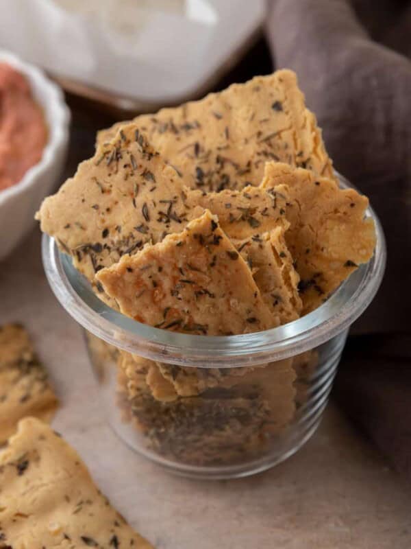 sourdough discard 3 ingredient crackers in a jar