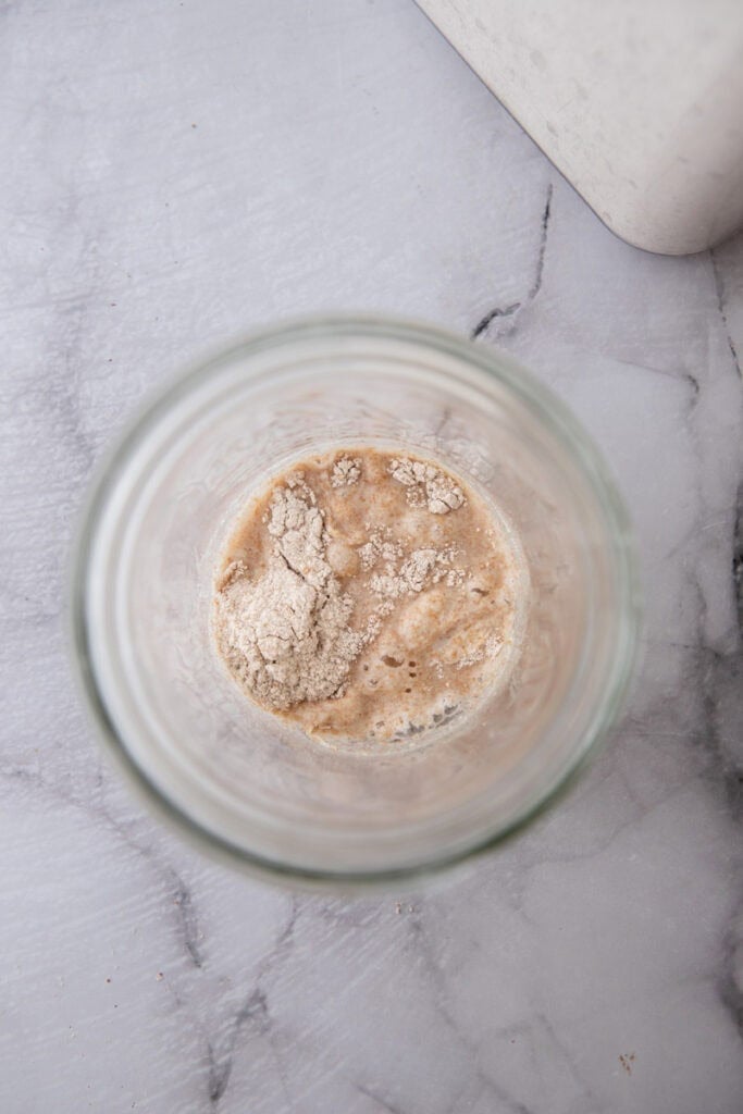 flour and water in a jar