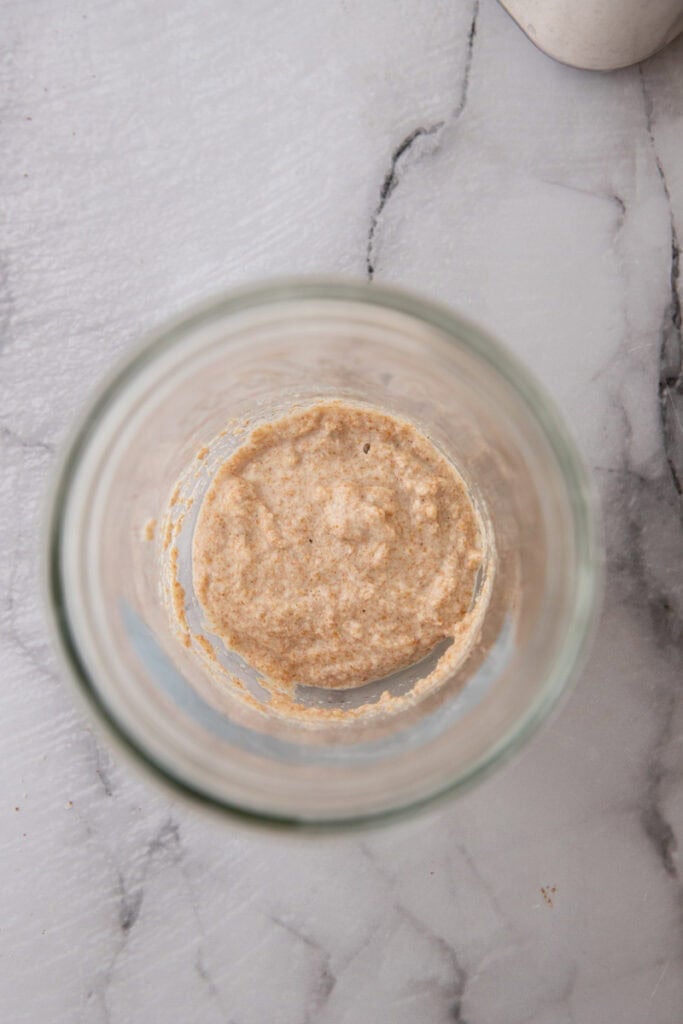 Flour and water in a jar