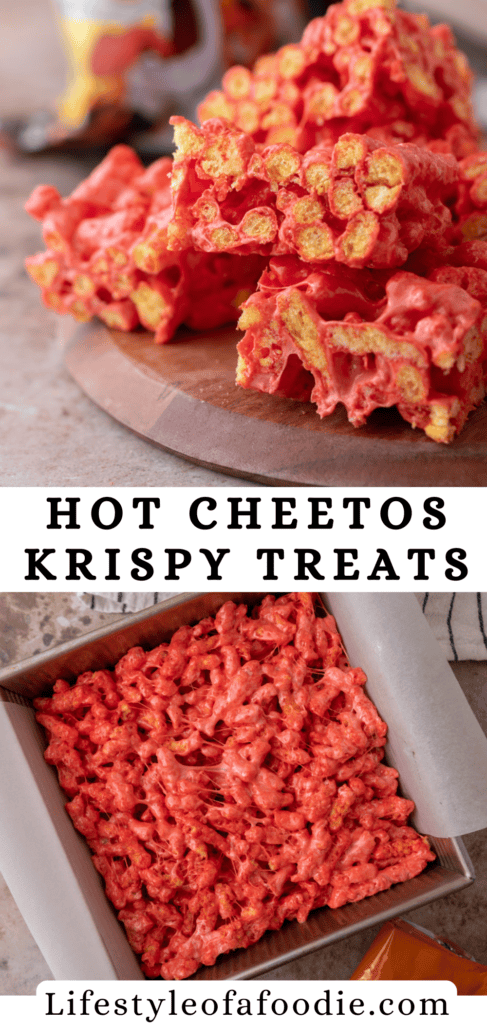 Hot Cheetos Marshmallow Crispy Treats recipe pinterest pin