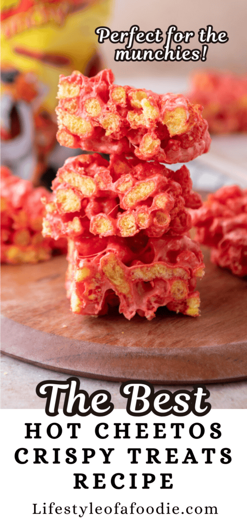 Hot Cheetos Marshmallow Crispy Treats recipe pinterest pin