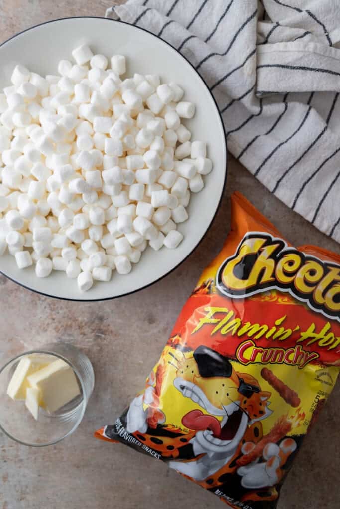 Hot Cheetos Marshmallow Crispy Treats recipe ingredients