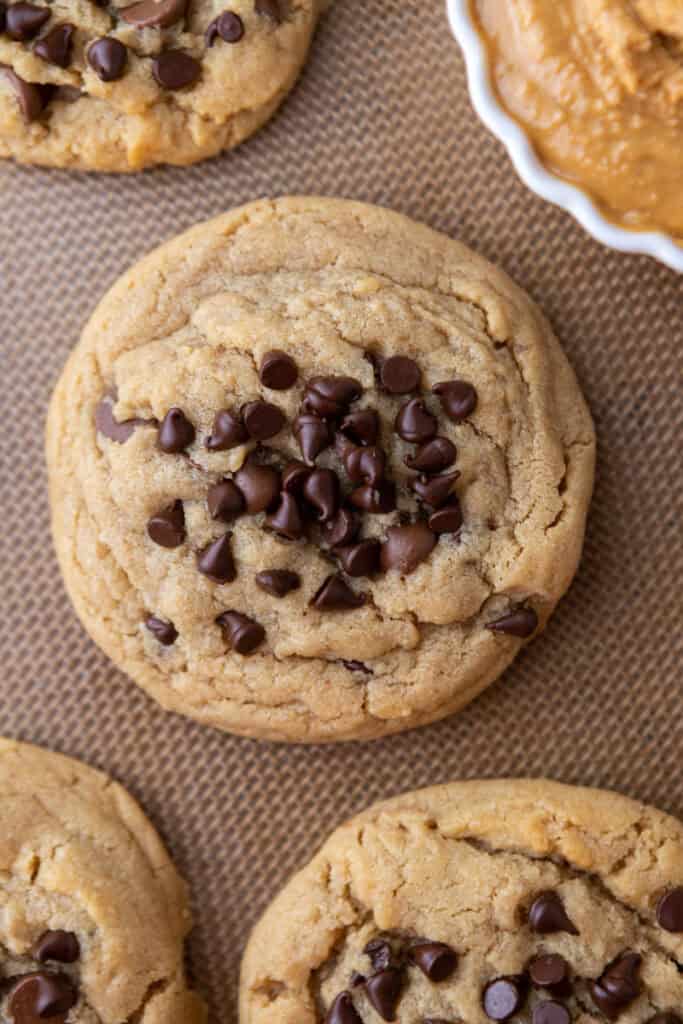 overhead Peanut Butter Chocolate Chip Cookie