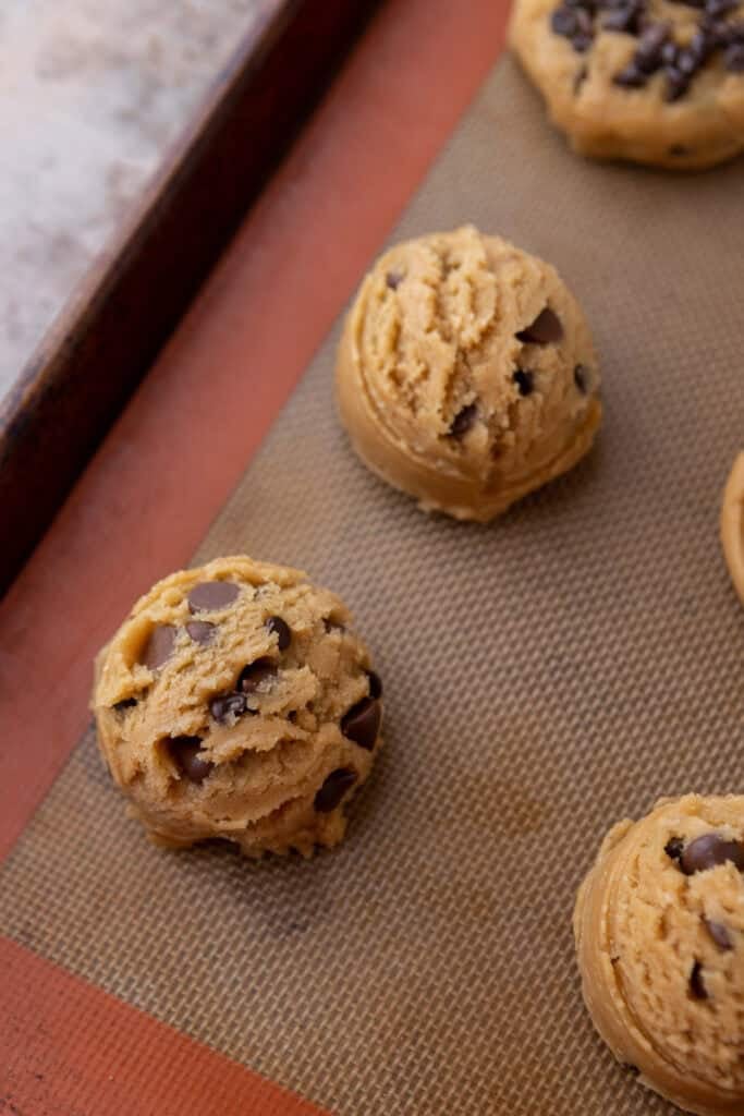 dough balls on baking sheet