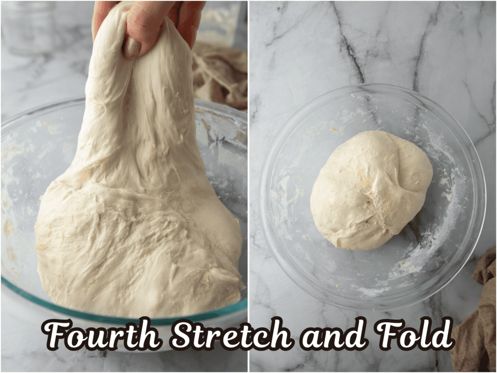 dough being stretched and folded