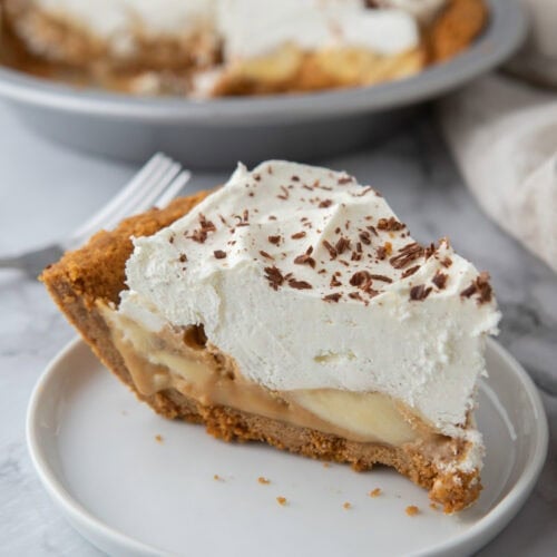 a slice of the Banoffee Pie recipe on a plate