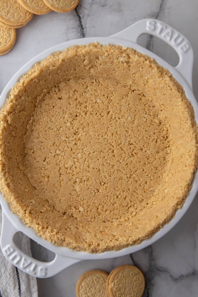 Golden Oreo Pie Crust Recipe overhead shot