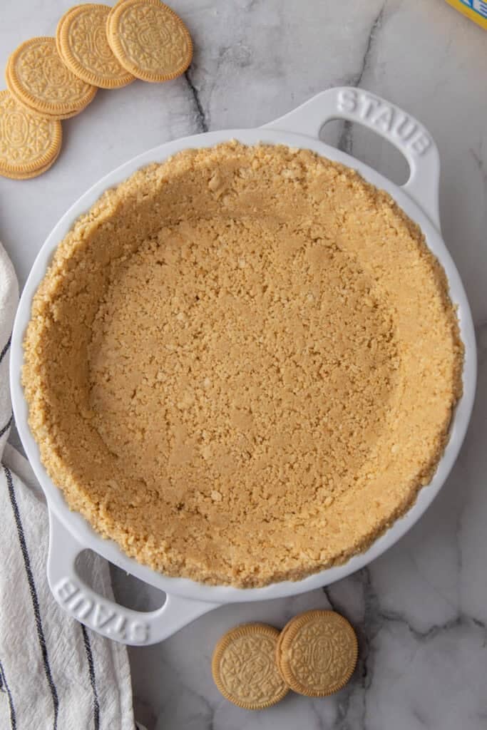 Golden Oreo Pie Crust Recipe overhead shot