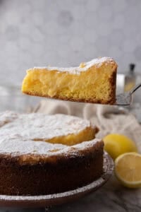 gooey butter lemon cake recipe slice in the air
