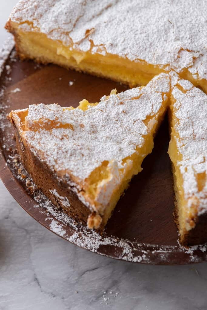 gooey butter lemon cake recipe overhead view