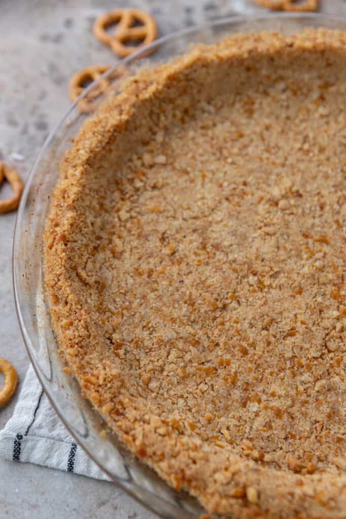 Pretzel Pie Crust Recipe overhead shot