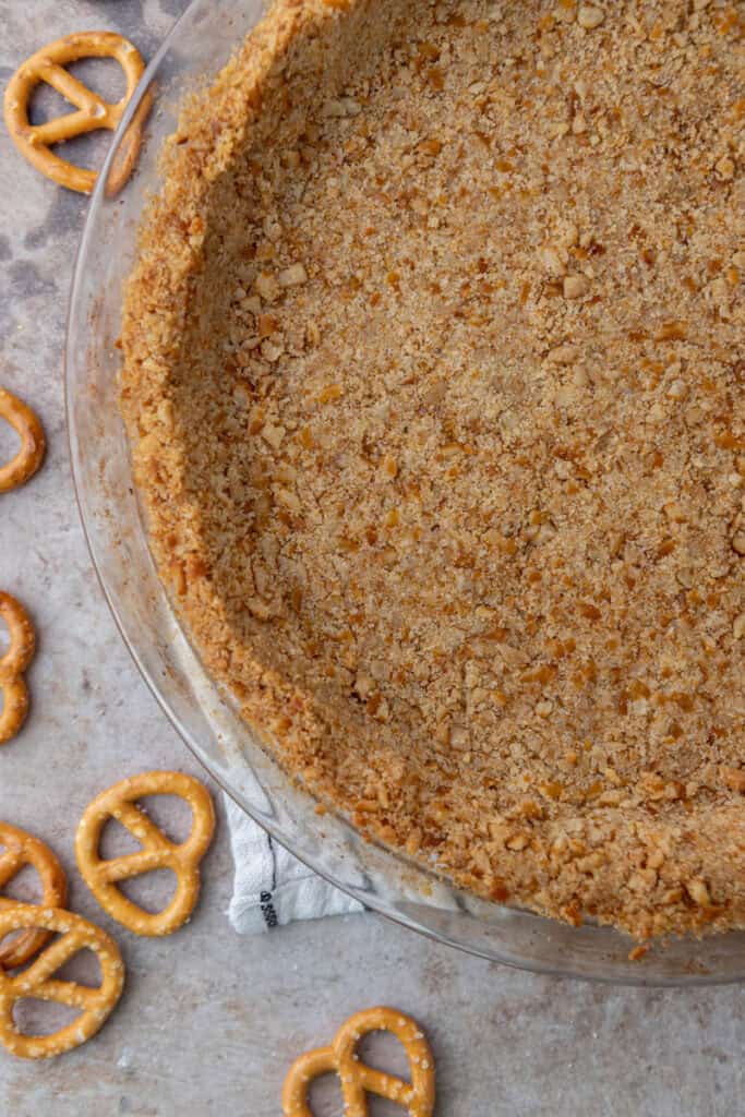 Pretzel Pie Crust Recipe overhead shot