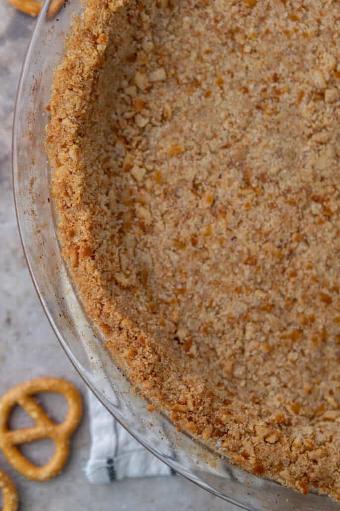 Pretzel Pie Crust Recipe overhead shot