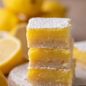 small batch lemon bars recipe stacked on top
