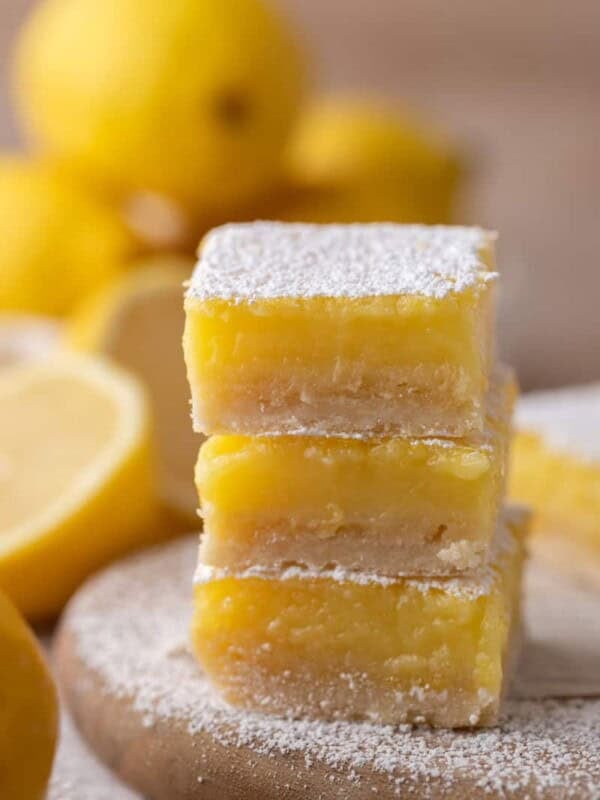 small batch lemon bars recipe stacked on top