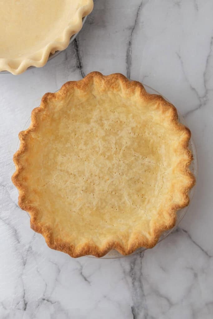 baked dough in a pie pan