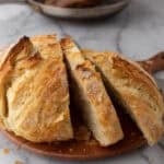 loaf of Croissant Sourdough Bread Recipe sliced up