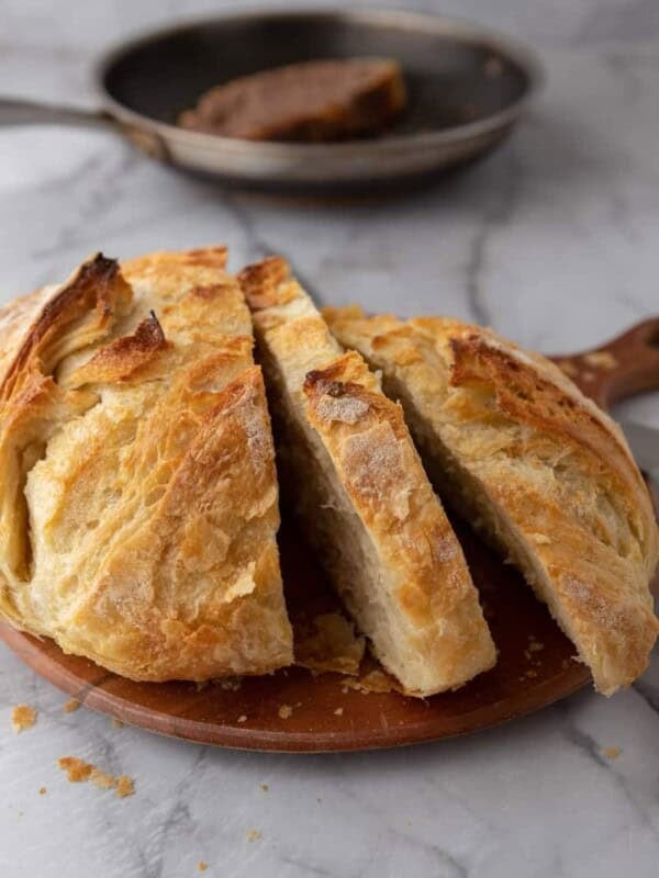 loaf of Croissant Sourdough Bread Recipe sliced up