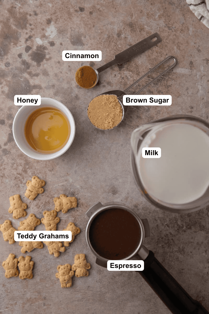 overhead teddy graham latte ingredients.