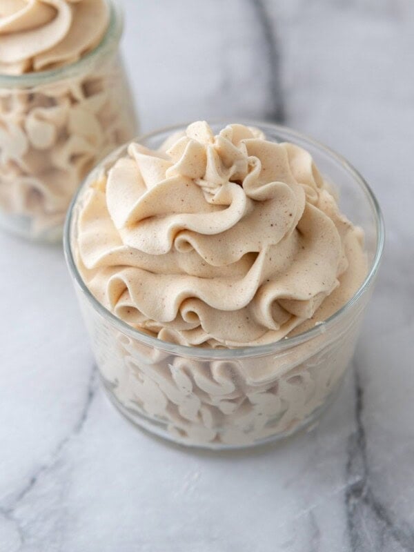 overhead view of the Brown Butter Frosting Recipe in a jar