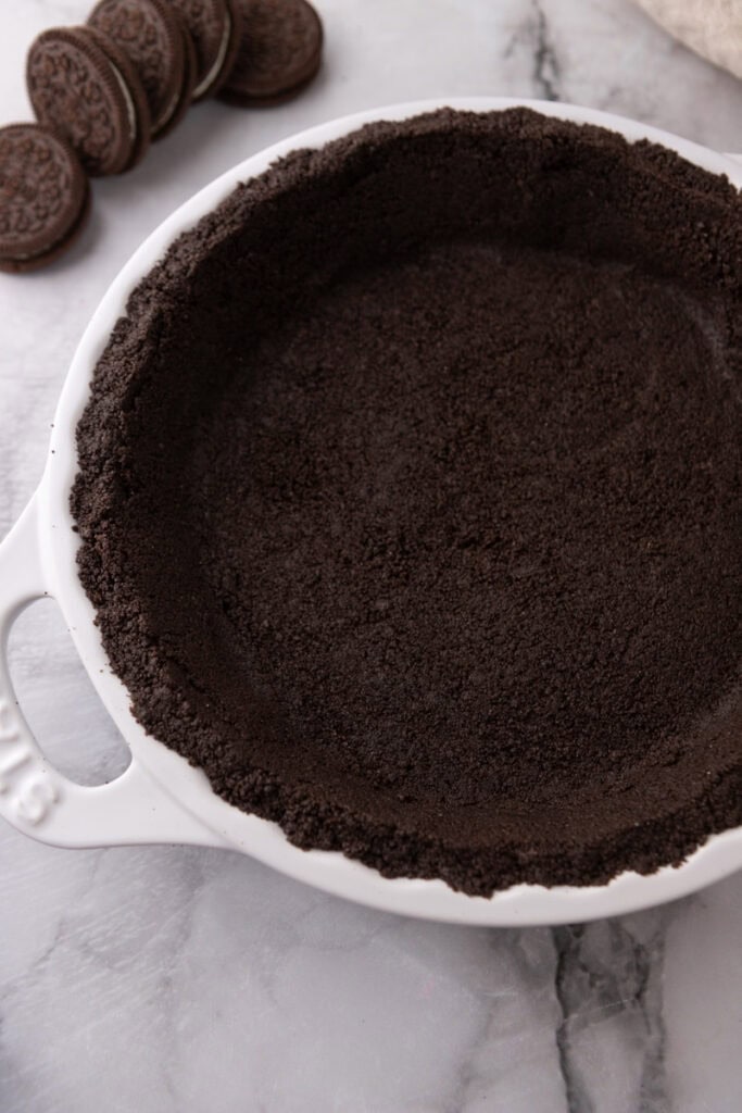 Oreo Pie Crust Recipe overhead shot