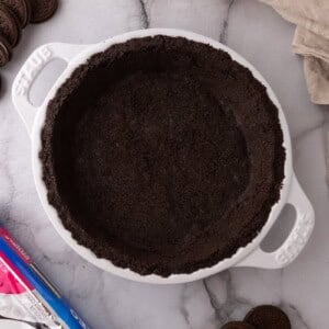 Oreo Pie Crust Recipe overhead shot