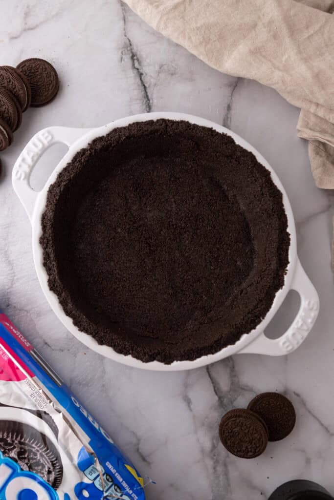 Oreo Pie Crust Recipe overhead shot