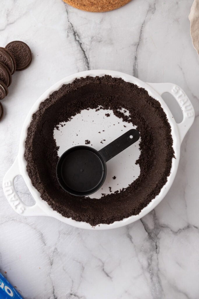 Oreo Pie Crust Recipe overhead shot