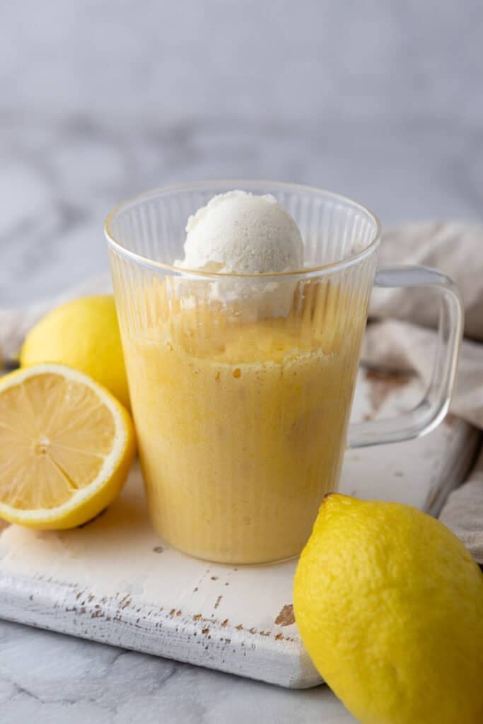 lemon mug cake recipe side shot