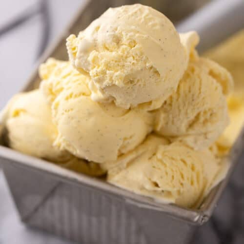 homemade vanilla ice cream recipe in a pan