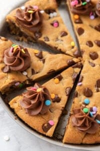 Chocolate Chip Cookie Cake Recipe overhead shot