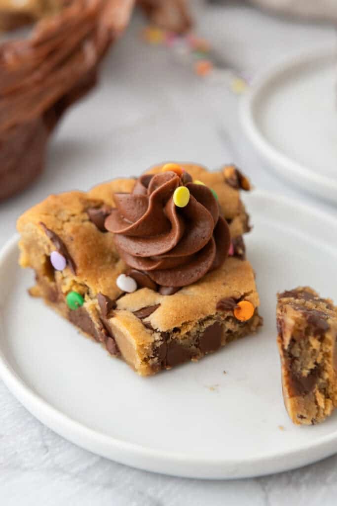 Chocolate Chip Cookie Cake Recipe on a plate