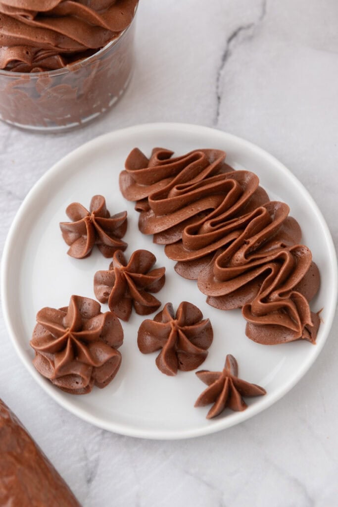 one-bowl chocolate buttercream recipe on a plate