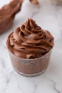 one-bowl chocolate buttercream recipe in a cup