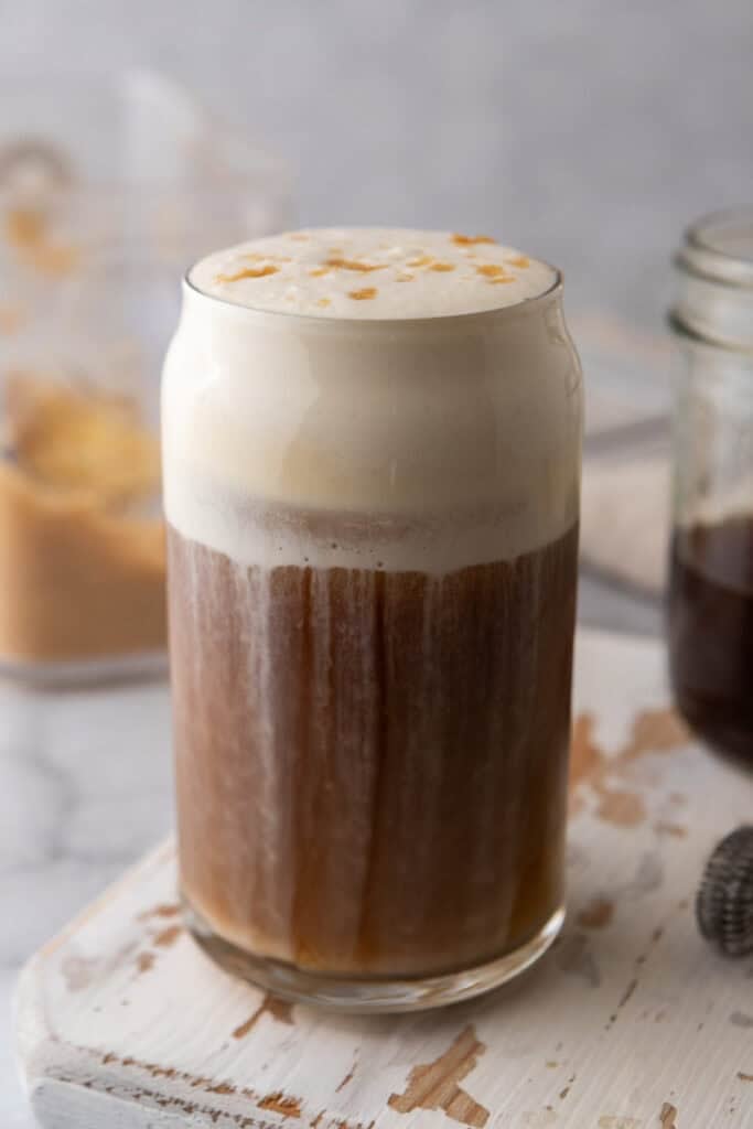 Starbucks brown sugar cold foam recipe in a glass