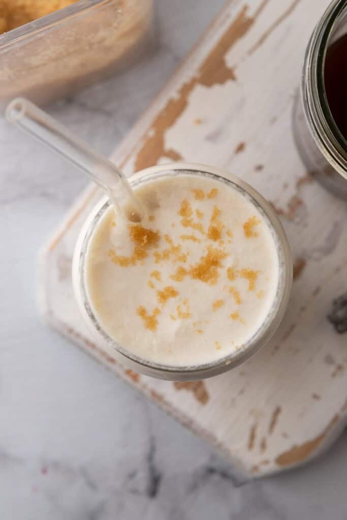Starbucks Brown Sugar Cold Foam Recipe on top of a coffee overhead view