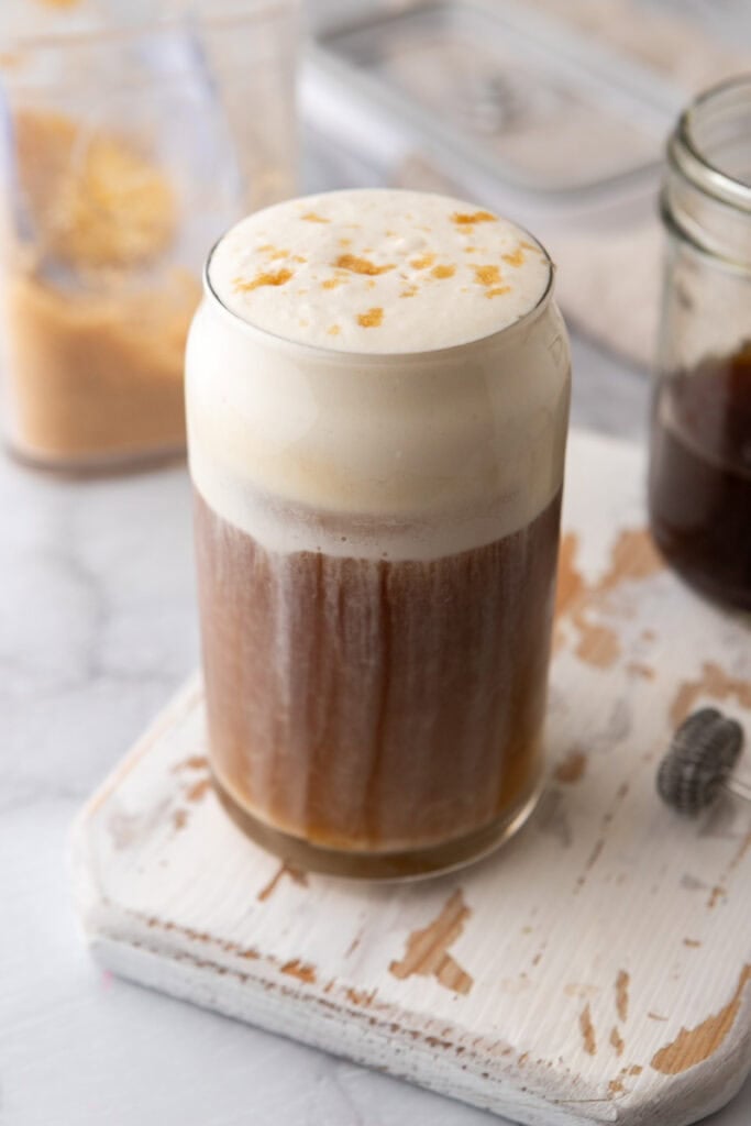 Starbucks Brown Sugar Cold Foam Recipe on top of a coffee