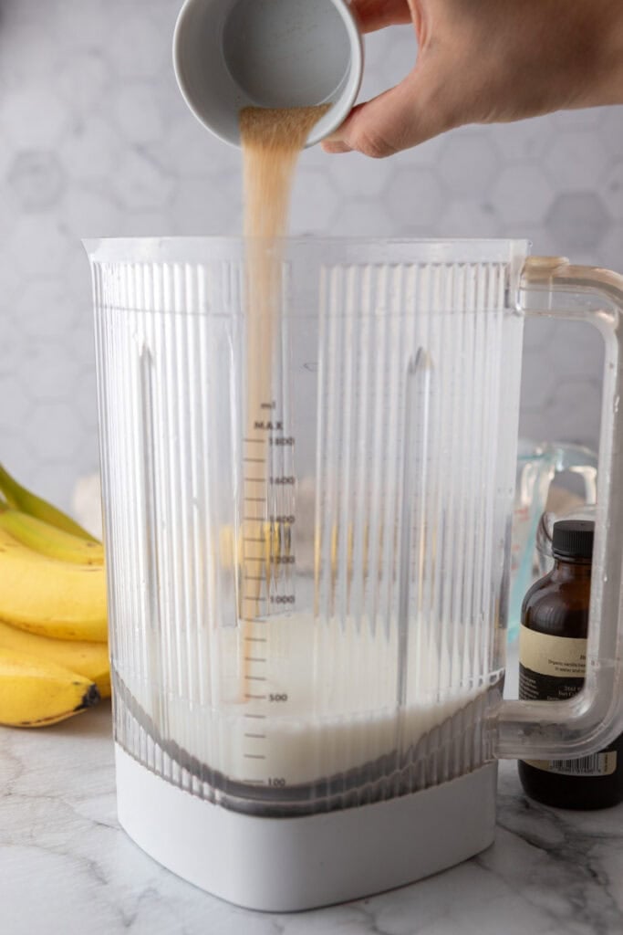 ingredients going into a blender
