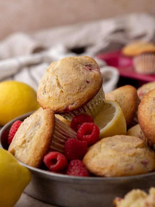 Lemon Raspberry muffins side shot