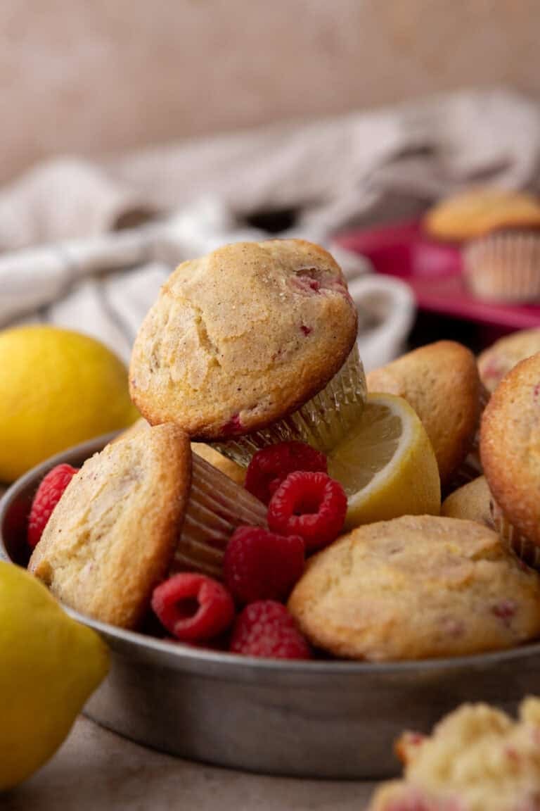 Lemon Raspberry muffins side shot