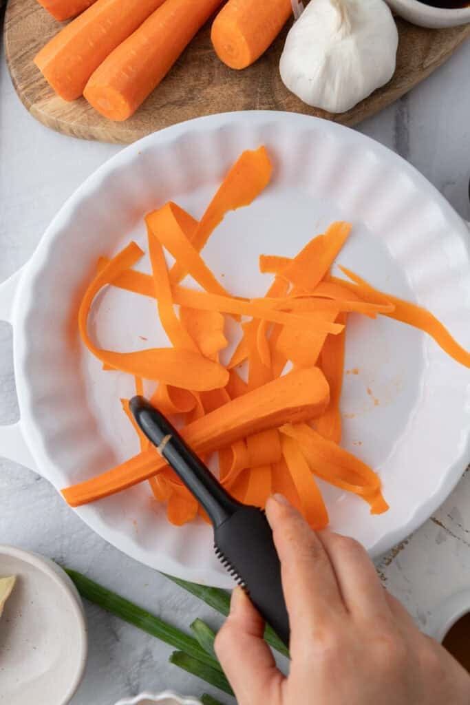 vegetable getting peeled