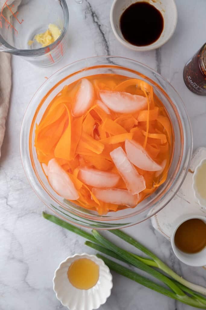 vegetable getting peeled and shaved
