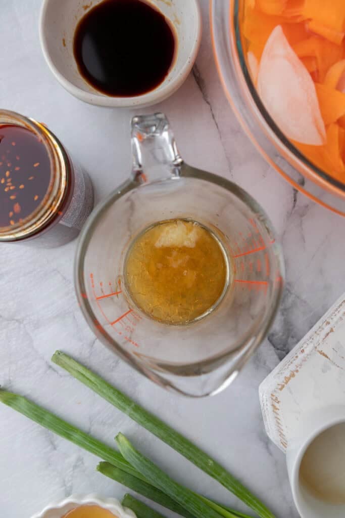sauce ingredients in a cup